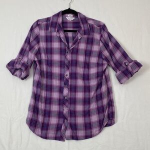 Northern Reflections Purple Plaid Flannel Shirt Tailored Fit